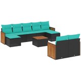 vidaXL 10-delni vrtni komplet sedežnih garnitur z blazinami črne barve poli ratan, (5000293465) | Shoptok.si