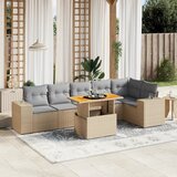 The Living Store Vrtna sedežna garnitura 7-delna z blazinami bež poli ratan - Vrtna Sedežna Garniture, (21479726) | Shoptok.si