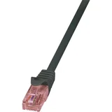 CQ2023U RJ45 omrežni kabel\, Patch kabel CAT 6 U/UTP 0.50 m črna ognjevaren\, z zaščitnim zapornim zatičem 1 kos, (20418684)