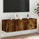 vidaXL Stenska TV omarica z LED lučkami dimljeni hrast 100x35x31 cm Cene