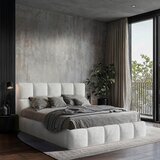 MID.YOU OBLAZINJENA POSTELJA 140 cm x 200 cm , les, tekstil, leseni material svetlo siva | Shoptok.si