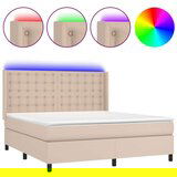  Box spring postelja vzmetnico LED kapučino 180x200 cm um. usnje, (20896136) | Shoptok.si