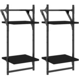Maison Chic 2 kosi Stenske Police - Viseče police s prečkami črne 30x25x65 cm, (21794088) | Shoptok.si