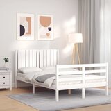 vidaXL Posteljni okvir z vzglavjem bel 120x200 cm trden les Cene