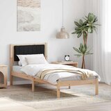  Posteljni okvir z oblazinjenim vzglavjem Črna 75 x 190 cm, (5000084606) | Shoptok.si