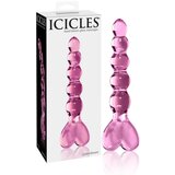 Icicles No. 43 - stekleni dildo v obliki srca s kroglicami (roza) Cene