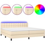  Krevet box spring s madracem LED krem 200x200 cm od tkanine | shoptok.hr