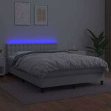  Box spring postelja z vzmetnico LED bela 140x200cm umetno usnje, (20846707) | Shoptok.si