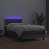 vidaXL Box spring postelja z vzmetnico LED siv 90x190 cm ume | Shoptok.si