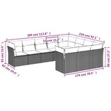  10-dijelni set vrtnih sofa s jastucima crni od poliratana | shoptok.hr