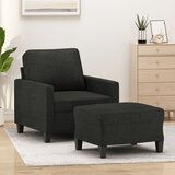  The Living Store Fotelj s stolčkom za noge črn 60 cm blago - Kavč S Stolčkom Za Noge, (21485131) Cene