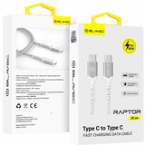 BLAVEC RAPTOR OPLETENI KABEL – TIP C DO TIP C – PD 60W 3A 25 cm – bijeli | shoptok.hr