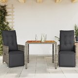 vidaXL 3-dijelni vrtni bistro set od poliratana s jastucima sivi Cijene