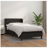  Box spring postelja z vzmetnico črn 100x200 cm umetno usnje | Shoptok.si