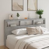 vidaXL Ormarić za uzglavlje LED svjetlima boja betona 200x17x102 cm Cijene