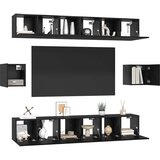  Set TV komoda 8 kom. Crni hrast Konstruirano drvo Crna 60 x 30 x 30 cm | shoptok.hr