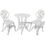 The Living Store Bistro garnitura 3-delna liti aluminij bela - Bistro Miza In Stol, (21478552) | Shoptok.si
