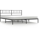 Maison Chic Kovinski Posteljni okvir - Dvoposteljna postelja - Zakonska postelja z vzglavjem črn 183x213 cm, (21693334) | Shoptok.si