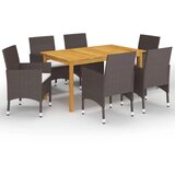 vidaXL 7-dijelni vrtni blagovaonski set s jastucima smeđi | shoptok.hr