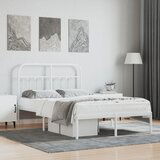The Living Store Kovinski posteljni okvir z vzglavjem bel 120x190 cm - Posteljni Okvir, (21503744) | Shoptok.si