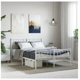 vidaXL Metalni okvir kreveta uzglavlje i podnožje bijeli 150 x 200 cm Cijene