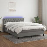 The Living Store Box spring postelja z vzmetnico LED temno siva 140x190 cm blago - Box Spring Postelja, (21517342) | Shoptok.si