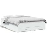 vidaXL Posteljni okvir s predali bel 120x200 cm inženirski les | Shoptok.si