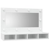 Ormarić s ogledalom LED svjetlima sjajni bijeli 90x31,5x62 cm | shoptok.hr