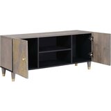TV ormar Siva i zlatna 105 x 33.5 x 46 cm Čvrsto drvo manga | shoptok.hr