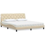 vidaXL Postelja z vzmetnico krem 180x200 cm blago, (22053623) | Shoptok.si