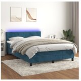  Box spring postelja z vzmetnico LED temno modra 140x200cm žamet | Shoptok.si