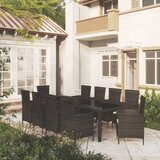 The Living Store Zunanja jedilna garnitura 11-delna z blazinami poli ratan črna - Zunanja Jedilna Garnitura, (21460147) | Shoptok.si