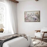  Slika - Heron wading in a pond - illustration in bright colours 60x40 U prirodnom drvenom okviru | shoptok.hr