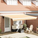 vidaXL Ručna Uvlačiva Tenda Žuta i Bijela 400x300 cm Cijene