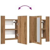 vidaXL LED kopalniška omarica z ogledalom artisan hrast 40x12x45 cm | Shoptok.si