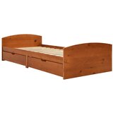 Furnova Posteljni okvir z 2 predaloma medeno rjava borovina 90x200 cm, (22055293) | Shoptok.si