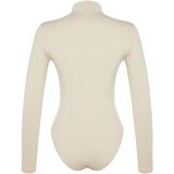 Trendyol Stone Gathered Detail High Neck Snaps Elastic Knitted Bodysuit | Shoptok.si