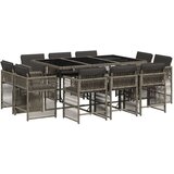 vidaXL 11-dijelni vrtni blagovaonski set s jastucima poliratan sivi | shoptok.hr