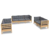  Vrtna sedežna garnitura 7-delna s sivimi blazinami borovina, (20674793) | Shoptok.si