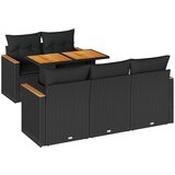 vidaXL Vrtna sedežna garnitura z blazinami 6-delna črn ratan/akacija, (21783119) | Shoptok.si