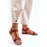 Boto Women's Flat Sandals with Velcro Camel Lissa | Shoptok.si