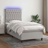  Box spring postelja z vzmetnico LED svetlo siva 80x200 cm blago, (20789634) Cene