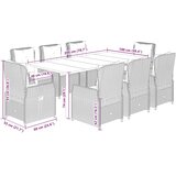  9-dijelni vrtni blagovaonski set s jastucima crni od poliratana Crna 200 x 100 x 74 cm | shoptok.hr