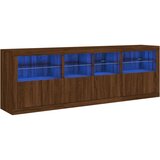 Maison Chic Komoda - Predalnik z LED lučkami rjav hrast 202x37x67 cm, (21722689) | Shoptok.si