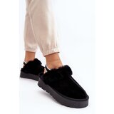FS1 Leather Suede Slippers Women On Platform With Fur Black Sophienne Cene