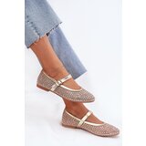 Boto Decorated Women's Ballet Flats With Strap And Buckle Gold Avirae | shoptok.hr
