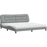  Krevet s madracem svjetlosivi 200 x 200 cm od tkanine | shoptok.hr