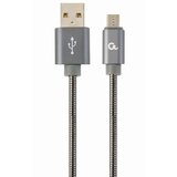Gembird CC-USB2S-AMmBM-1M-BG microUSB Premium spiralni kovinski polnilni in podatkovni kabel 1m kovinsko siva, (5000136430) Cene