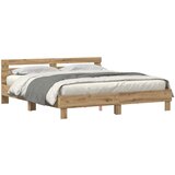 vidaXL okvir postelje iz inženirskega lesa umetniški hrast 180 x 200 cm | Shoptok.si