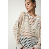 Happiness İstanbul Women's Cream Bat Sleeve Knitwear Sweater Cene